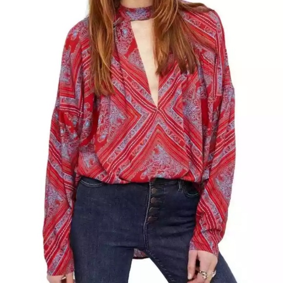 Free People Walking on a Dream cut out choker tunic top - Size M - Picture 13 of 13